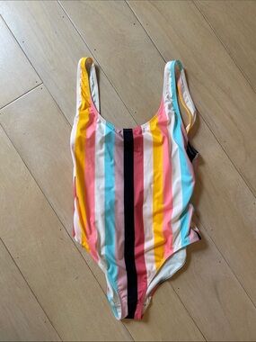 SOLID & STRIPED Kids Multicolor Vertical Stripe One-Piece Swimsuit